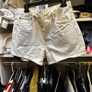 Agolde White Parker Long Jean Short